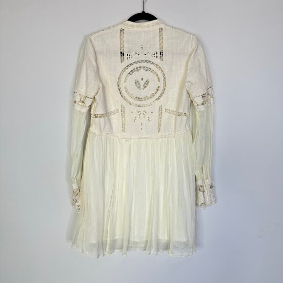 Free People In Dreamland Cutwork Dress in Ivory size 6 - Picture 7 of 11